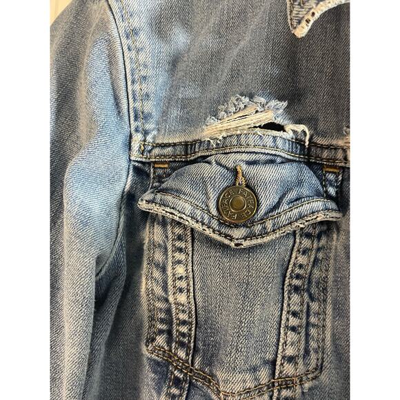 Fat Face Women’s Distressed Blue Denim Jacket Size 4 - Picture 3 of 9